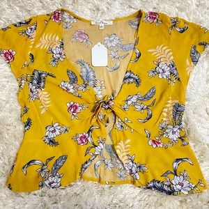 Love Tree tie front crop top - Floral